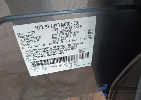 2023 Ford Edge Sel from USA, damaged, VIN 2FMPK4J96PBA14406